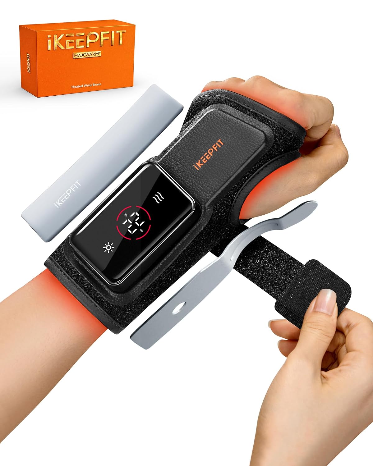 IKEEPFIT MAXease cordless heated wrist brace for left hand