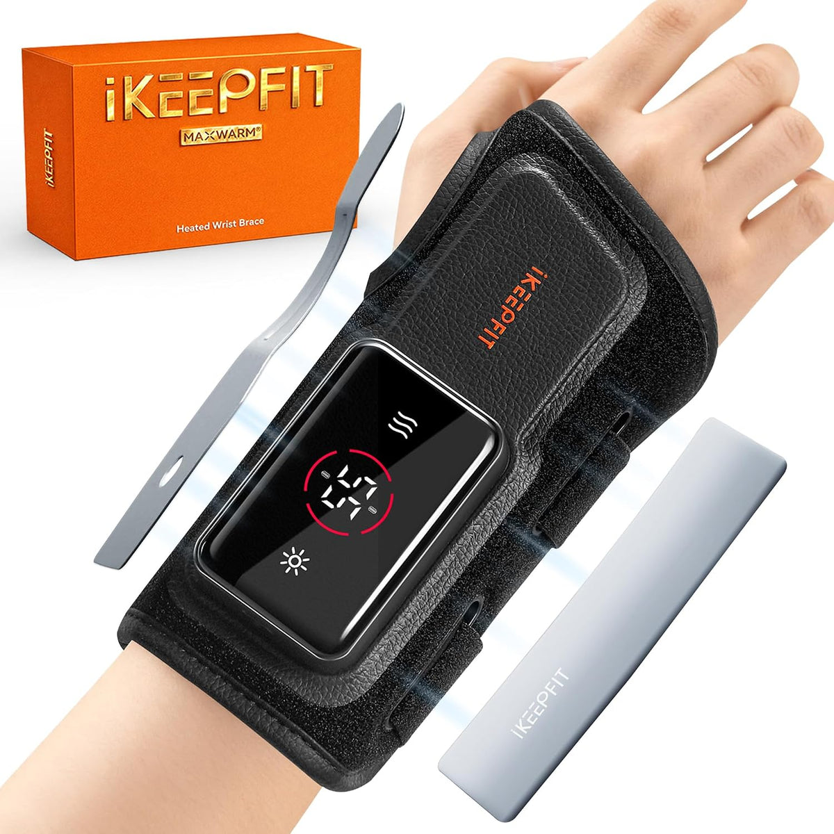IKEEPFIT MAXease cordless heated wrist brace for right hand