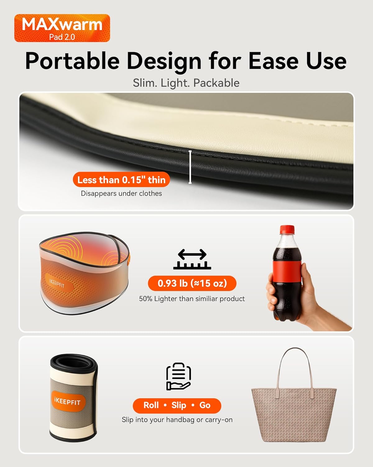 IKEEPFIT MAXwarm 2.0 slim rollable portable design