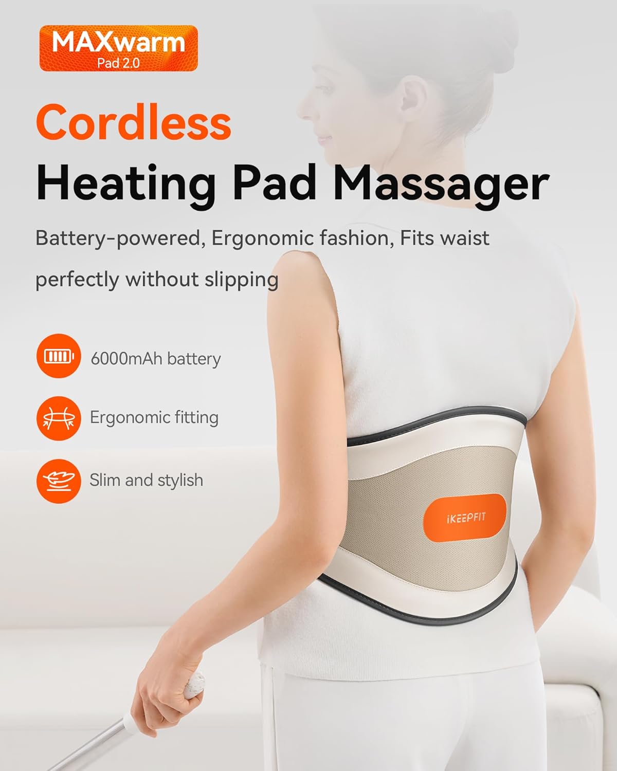 IKEEPFIT MAXwarm 2.0 cordless wearable heating pad