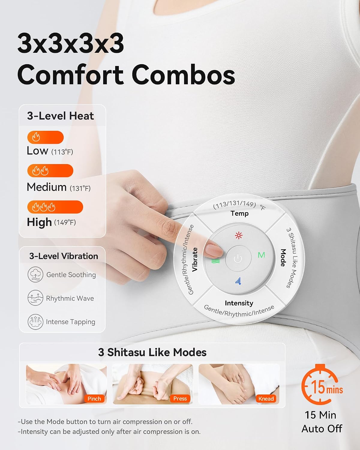 IKEEPFIT MAXwarm 5.0 heat vibration air controls and 15-minute auto off